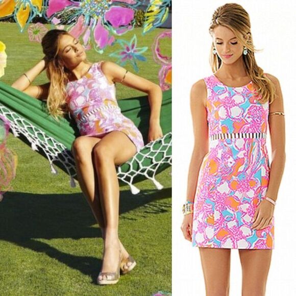 Lilly Pulitzer Pink Floral Shift Mini Dress - Size 2